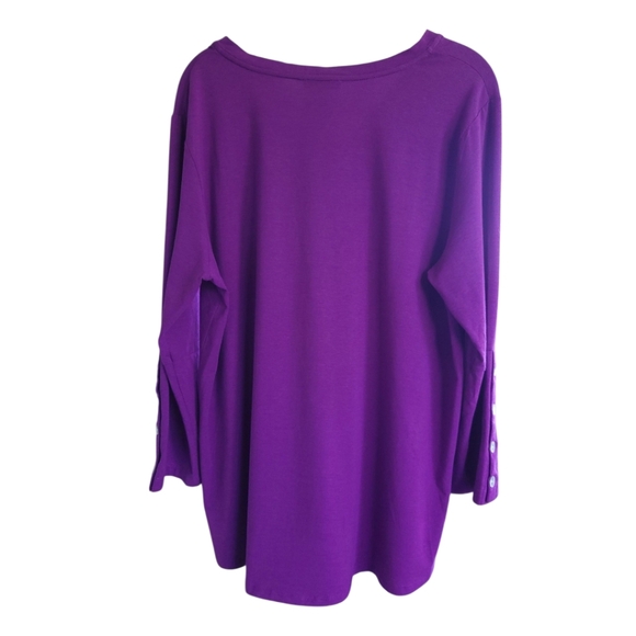 Hinson Wu Christy 3/4 Sleeve Tailored Knit VNeck Tee Shirt Boysenberry Sz S NWT - Picture 8 of 13